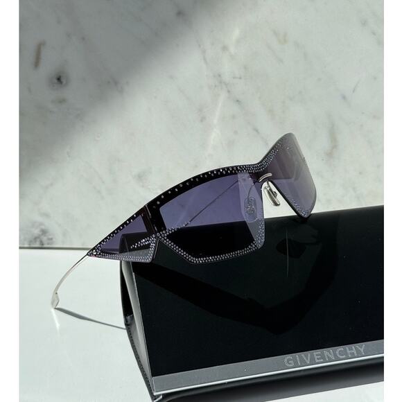 NEW Givenchy GV4100US Mask Strass Crystal Blue Sunglasses $1090 main image 6